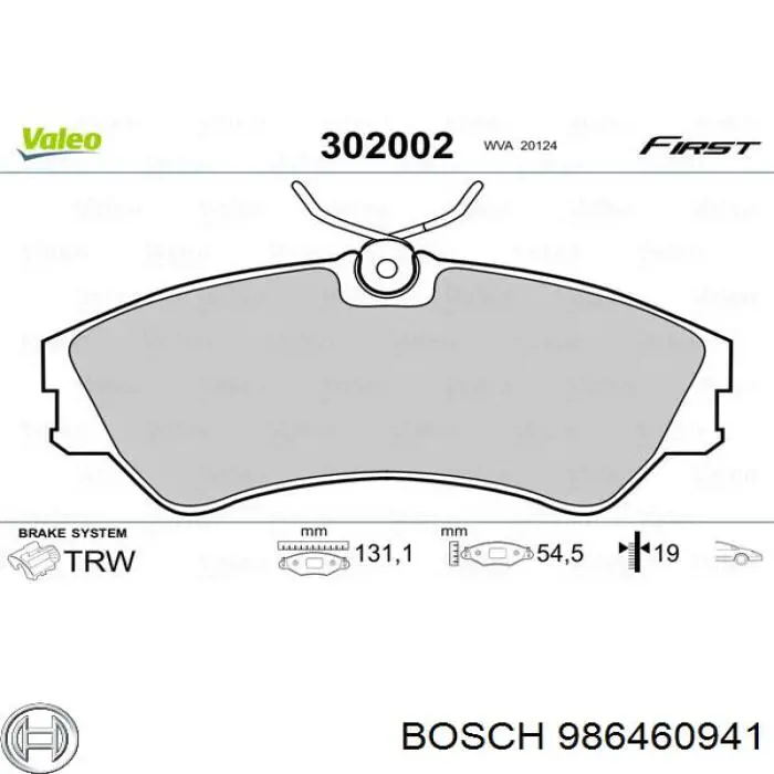 986460941 Bosch Колодки передние