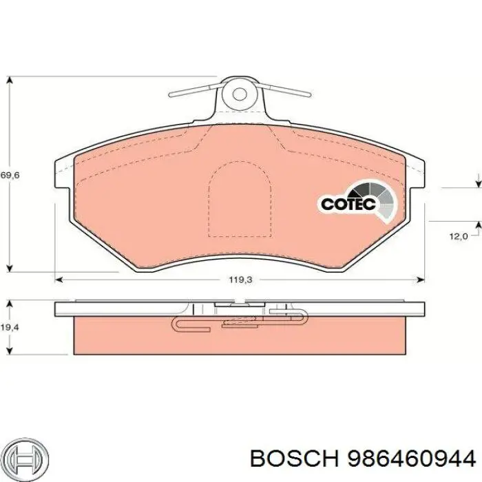 986460944 Bosch Колодки передние
