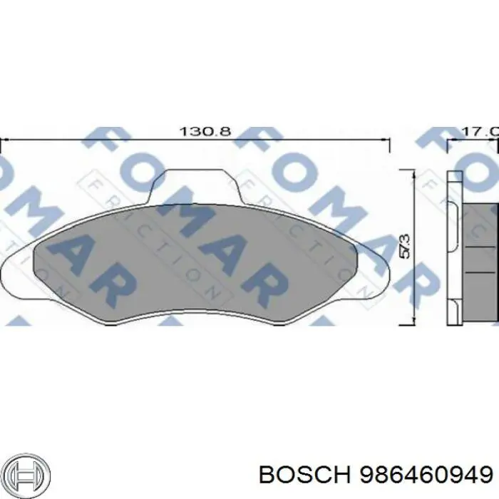 986460949 Bosch колодки тормозные передние дисковые