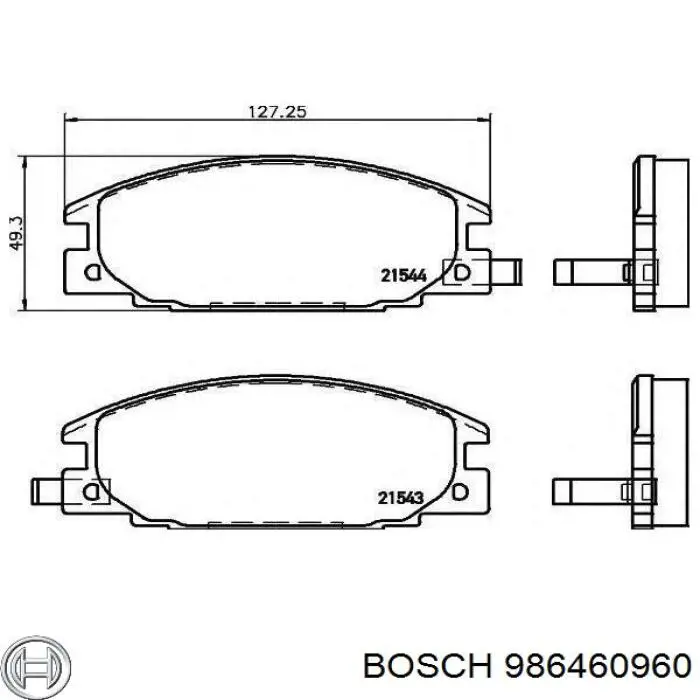 Передние тормозные колодки 986460960 Bosch