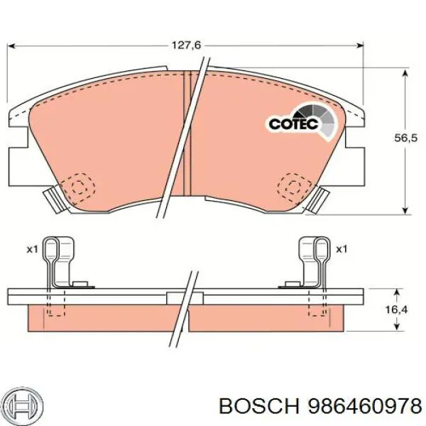 Передние тормозные колодки 986460978 Bosch