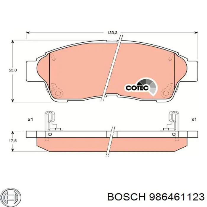 Передние тормозные колодки 986461123 Bosch