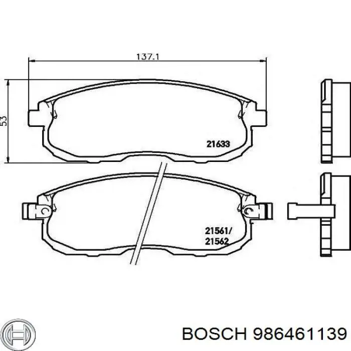 Передние тормозные колодки 986461139 Bosch