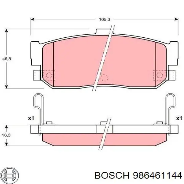 986461144 Bosch колодки тормозные задние дисковые
