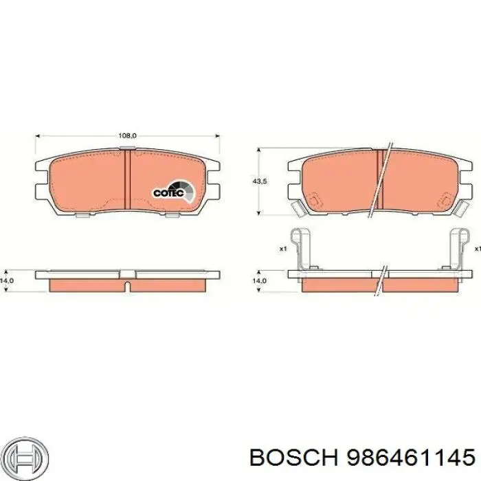 986461145 Bosch Колодки тормозные дисковые комплект