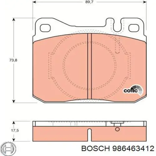 Передние тормозные колодки 986463412 Bosch