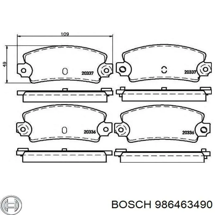 986463490 Bosch колодки тормозные задние дисковые