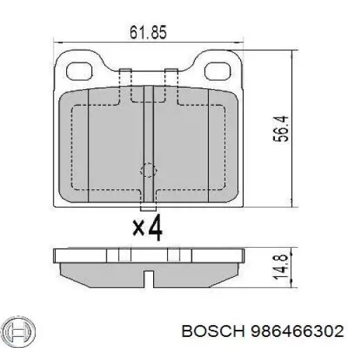 986466302 Bosch колодки тормозные задние дисковые
