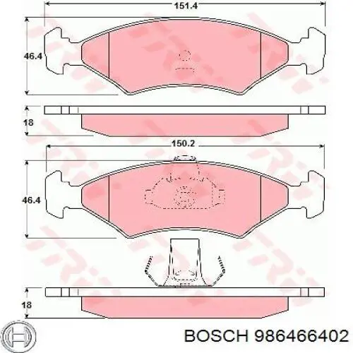 986466402 Bosch колодки тормозные передние дисковые
