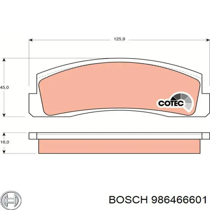 986466601 Bosch Колодки передние