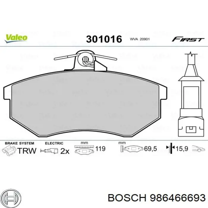 Колодки Bosch 986466693 цена, от 16.43 USD
