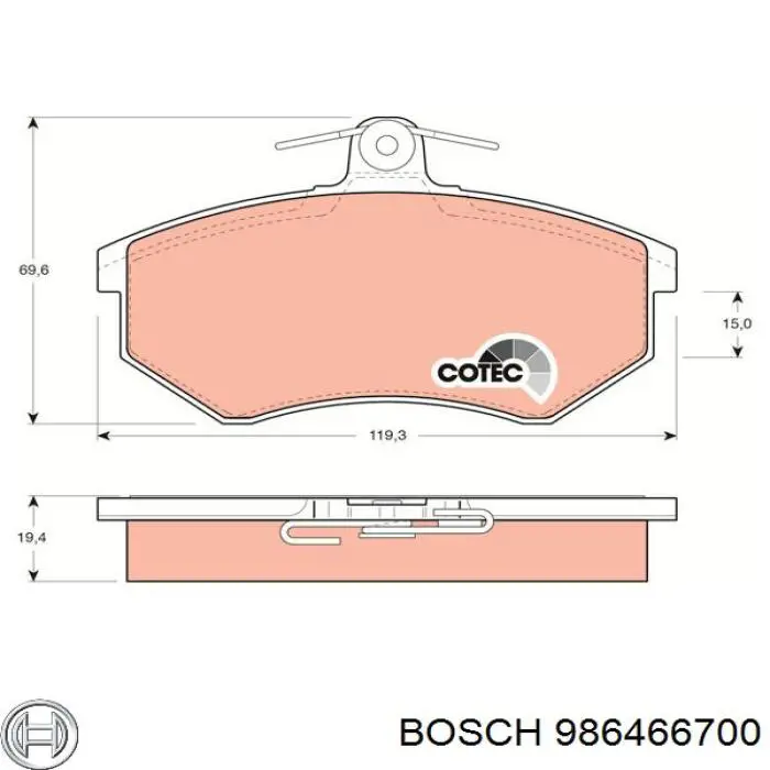 986466700 Bosch Колодки передние
