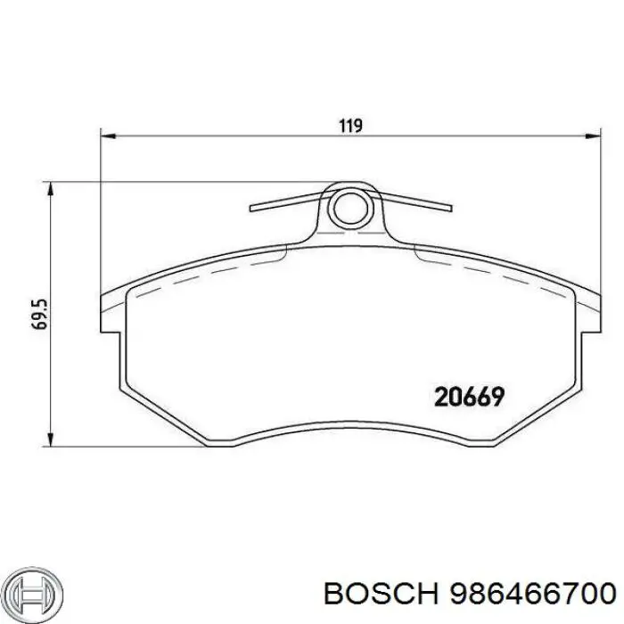 Передние тормозные колодки 986466700 Bosch