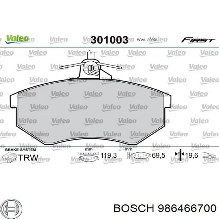 Колодки Bosch 986466700 цена, от 17.62 USD