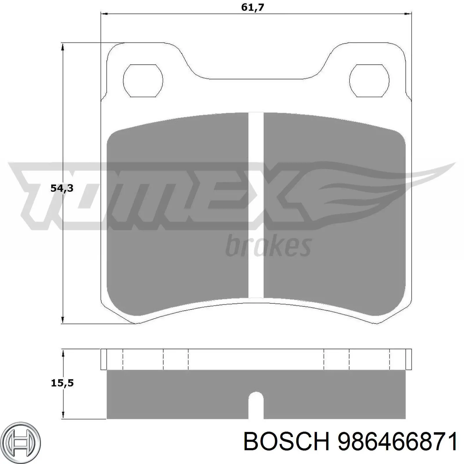 Задние тормозные колодки 986466871 Bosch