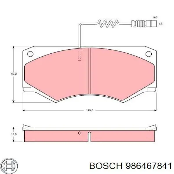Передние тормозные колодки 986467841 Bosch