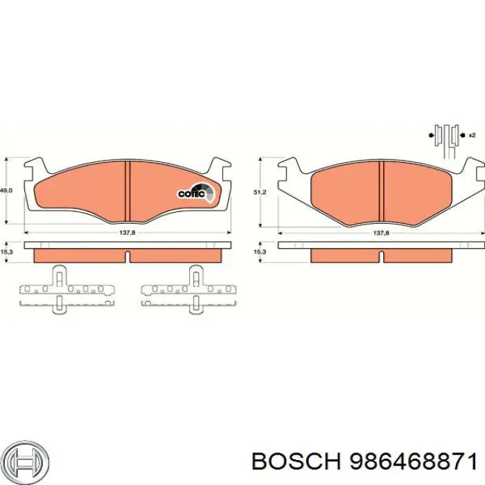 986468871 Bosch Колодки передние