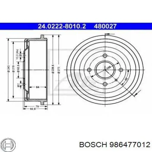 986477012 Bosch Тормозной барабан