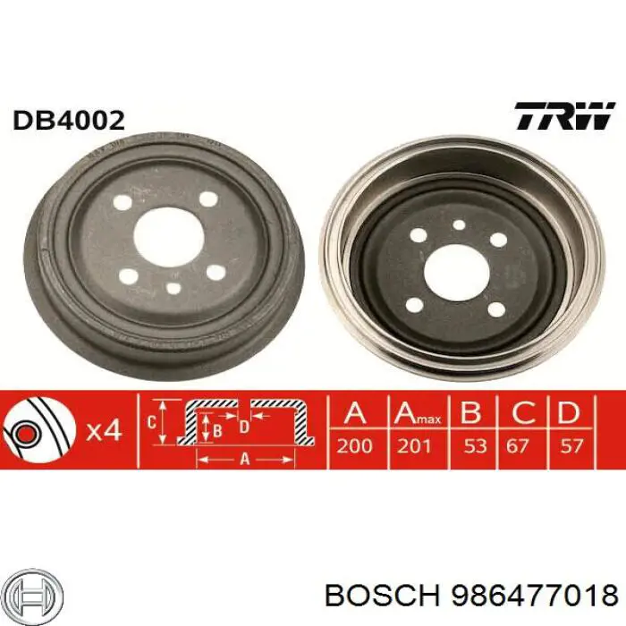 Барабан гальмівний задній 986477018 Bosch