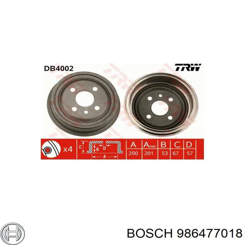 Тормозной барабан 986477018 Bosch