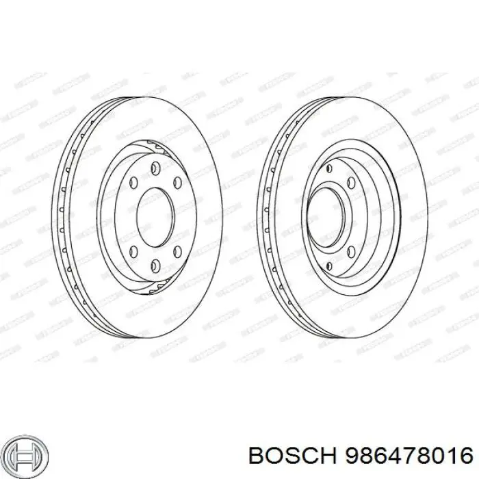 Передний тормозной диск Bosch 986478016