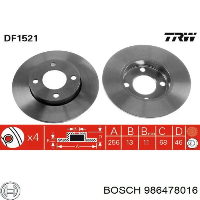 986478016 Bosch Диск тормозной передний