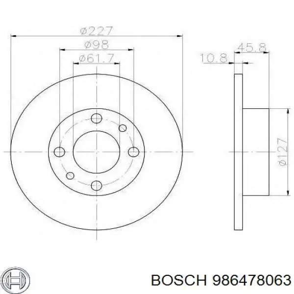 986478063 Bosch диск тормозной передний