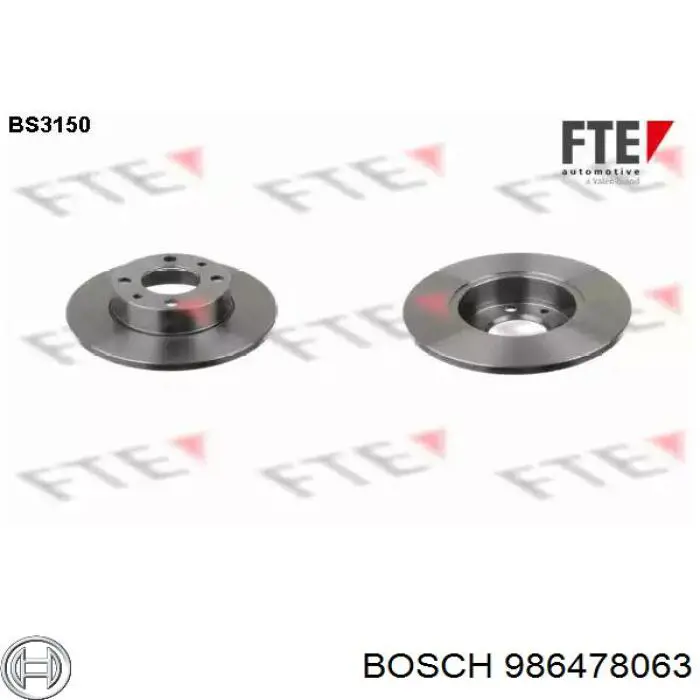 986478063 Bosch Диск тормозной передний