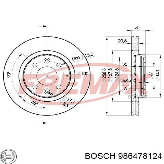 986478124 Bosch диск тормозной передний