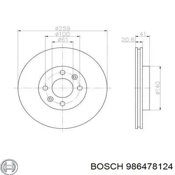 Передние тормозные диски 986478124 Bosch