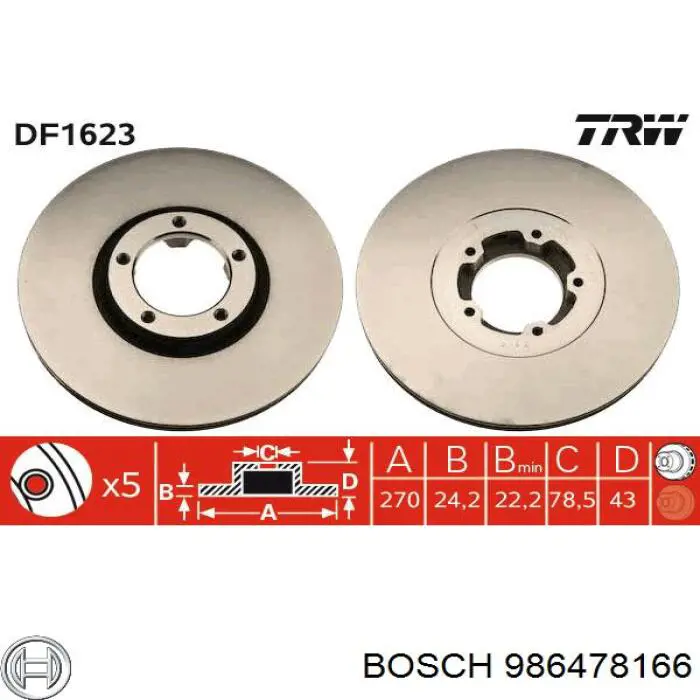 986478166 Bosch Диск тормозной передний