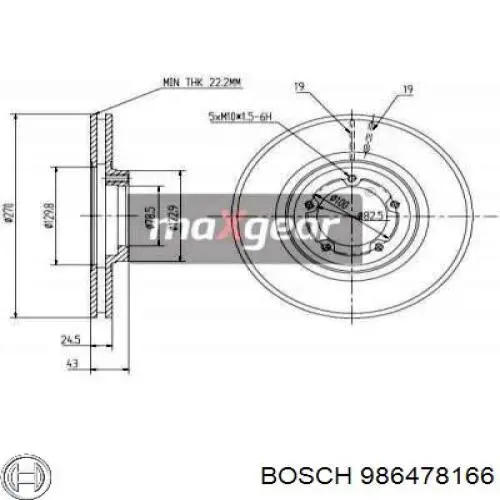Тормоз дисковый передний Bosch 986478166 цена, от 25.74 USD