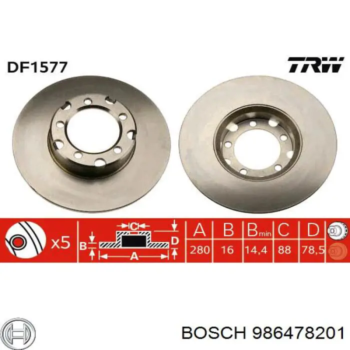 986478201 Bosch диск тормозной передний