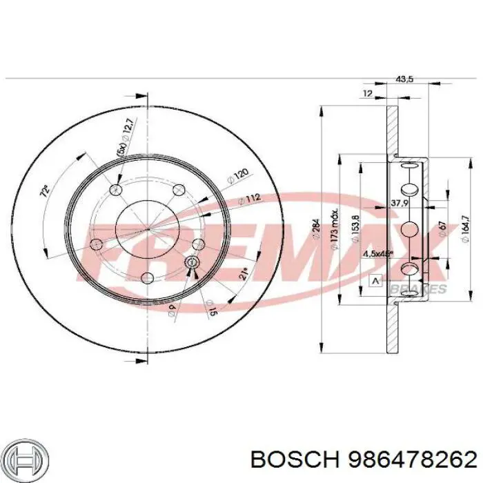 Купить 986478262 Bosch Ротор тормозной