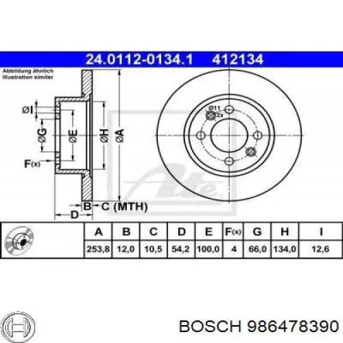 Задний тормозной диск Bosch 986478390 цена, от 32.92 USD