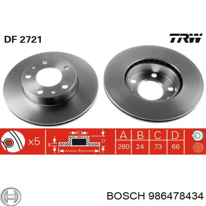 986478434 Bosch диск тормозной передний