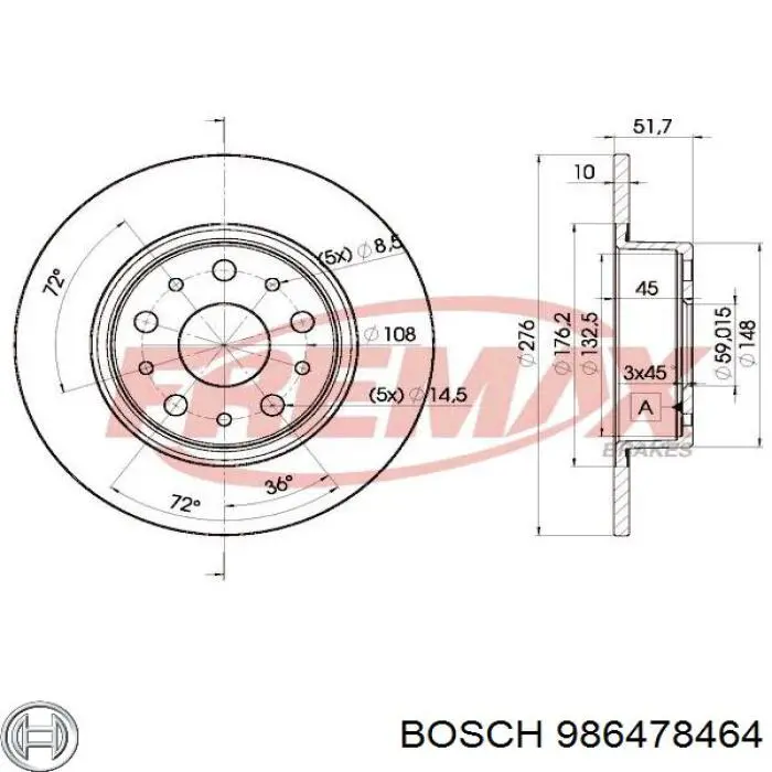 986478464 Bosch Дисковый тормоз