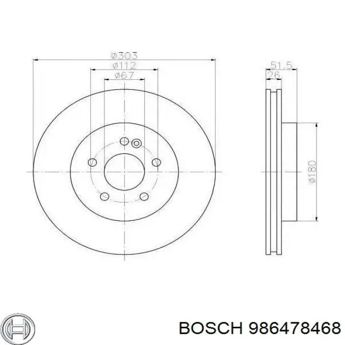 986478468 Bosch диск тормозной передний