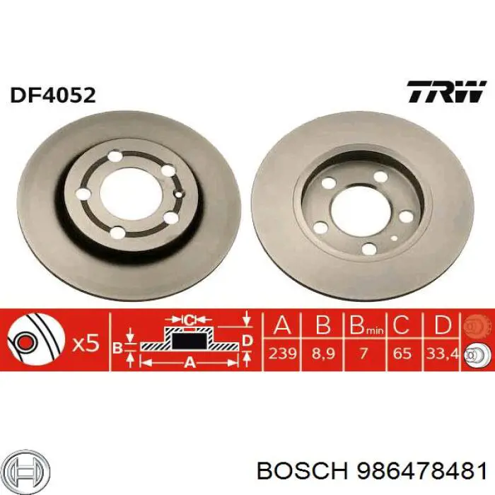 986478481 Bosch Дисковый тормоз