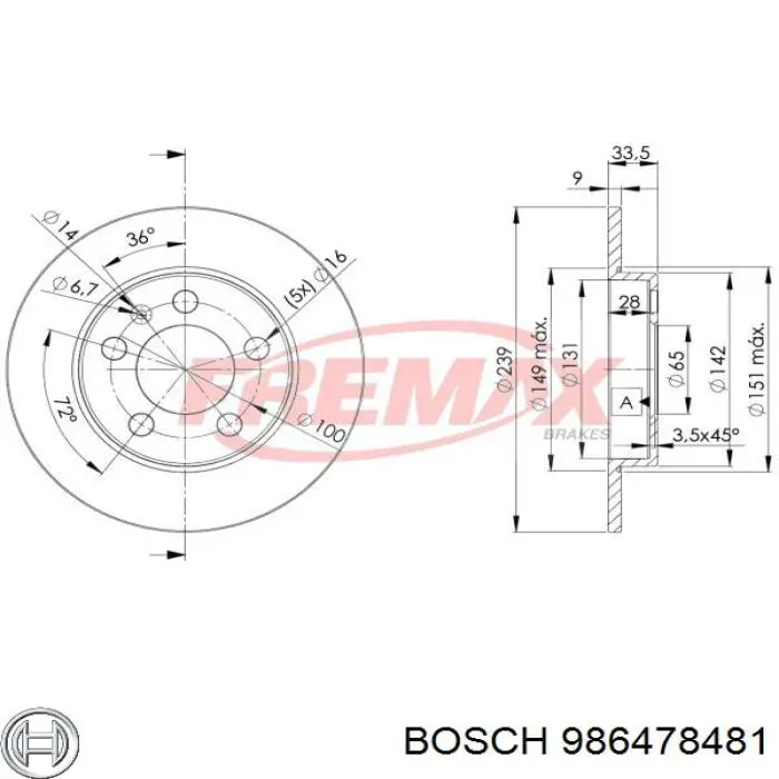 Задний тормозной диск Bosch 986478481 цена, от 24.67 USD