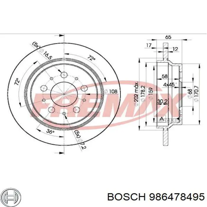 Тормозные диски 986478495 Bosch