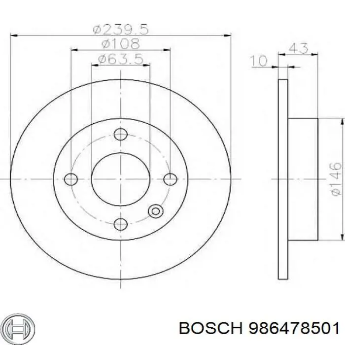 Тормоз дисковый передний Bosch 986478501 цена, от 15.86 USD