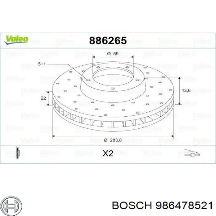 986478521 Bosch диск тормозной передний