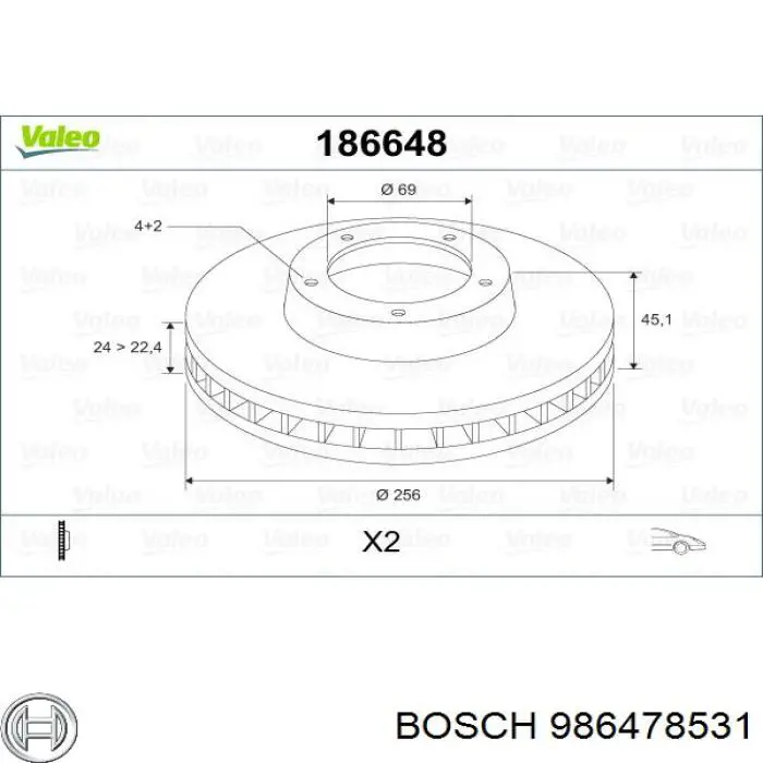 986478531 Bosch Диск тормозной передний