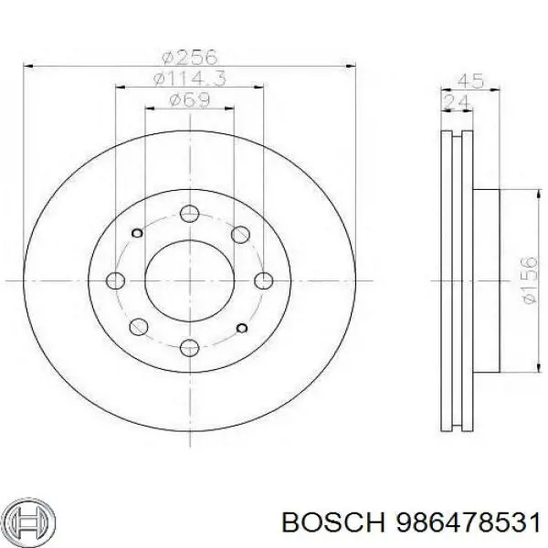 Передние тормозные диски 986478531 Bosch