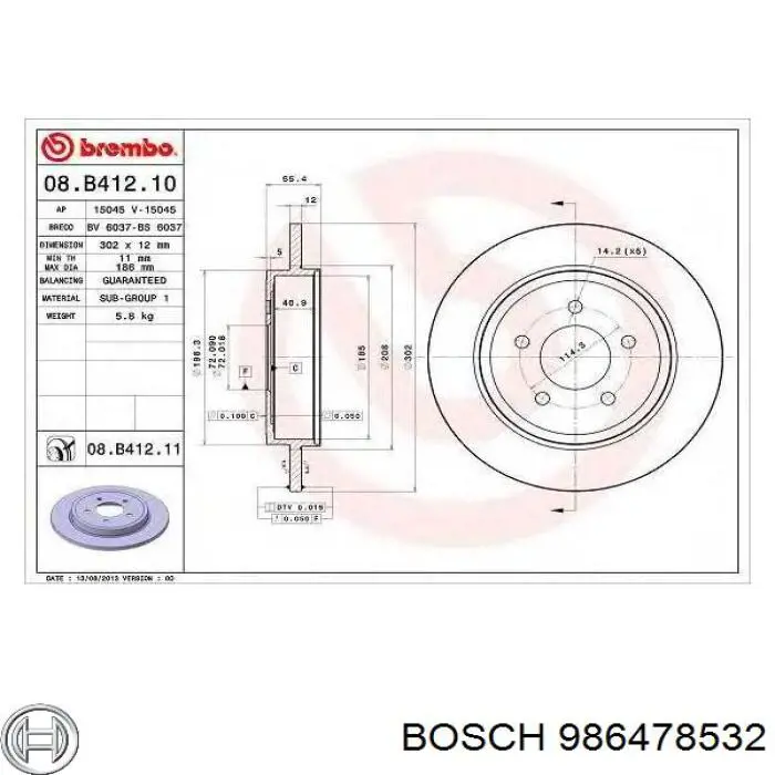 986478532 Bosch Диск тормозной передний