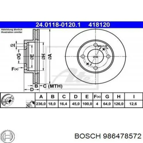Передние тормозные диски 986478572 Bosch