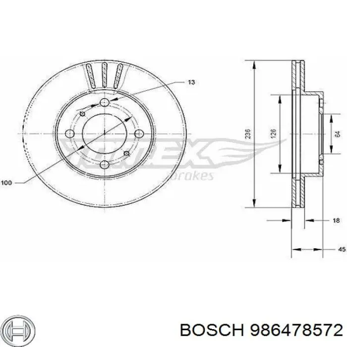 986478572 Bosch Диск тормозной передний