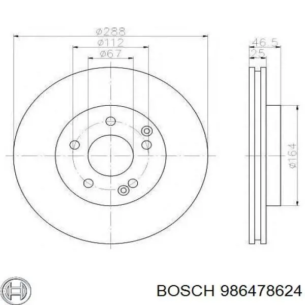 986478624 Bosch диск тормозной передний