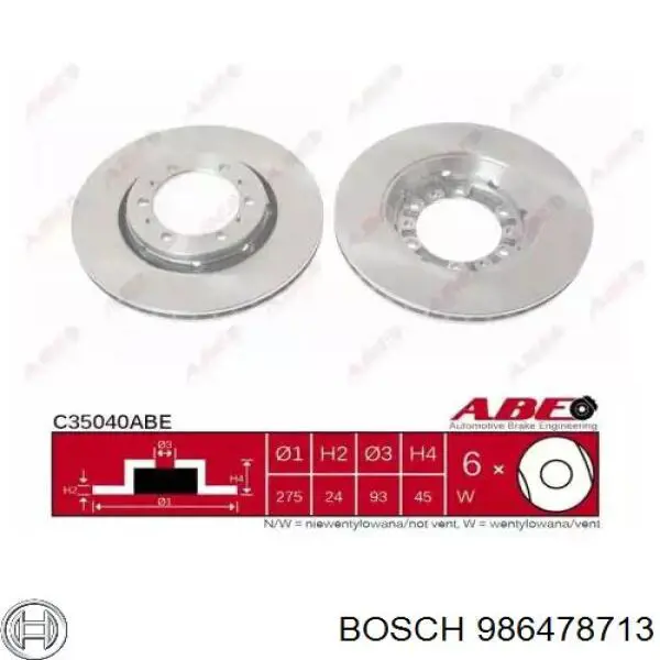Купить 986478713 Bosch Диск тормозной задний